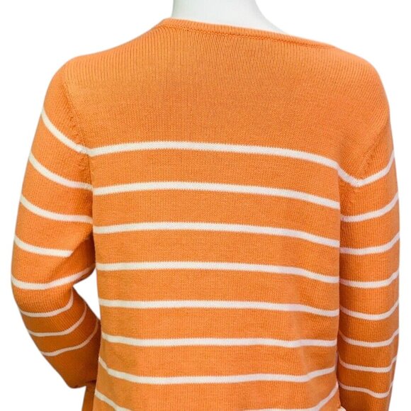 J Jill Womens Knit Pullover Sweater Clementine Orange Striped Side Ties Size S - Picture 7 of 13